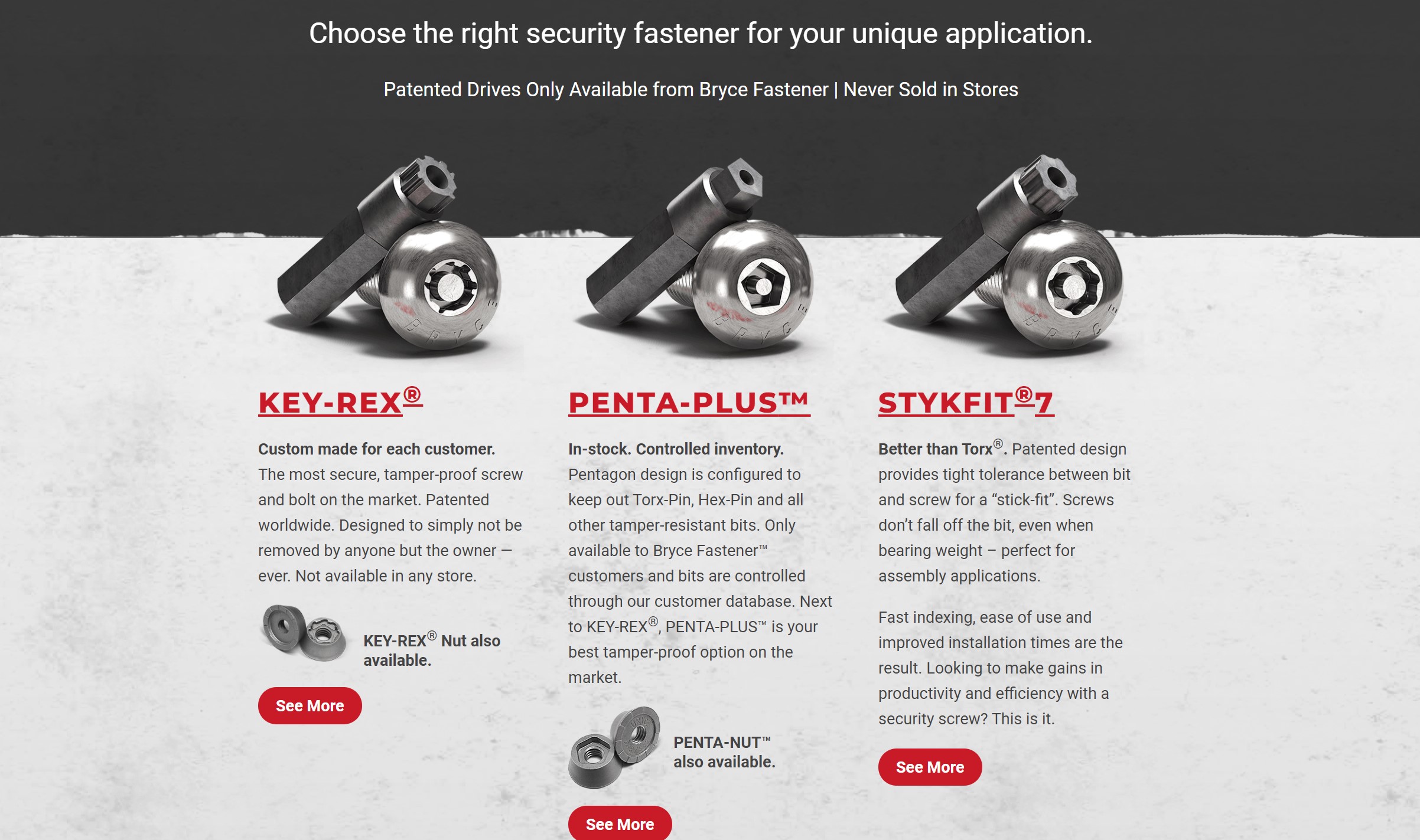 bryce security fastener new product page